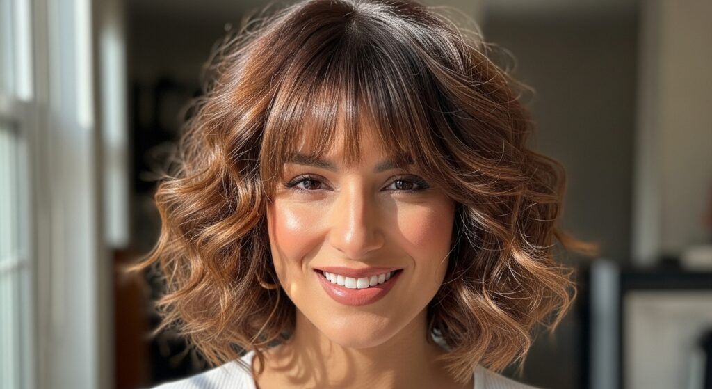 Curly Bob with Bangs