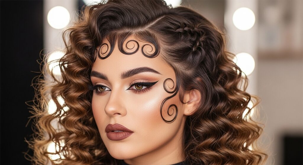 Curly Hair with Baby Hairs Styled