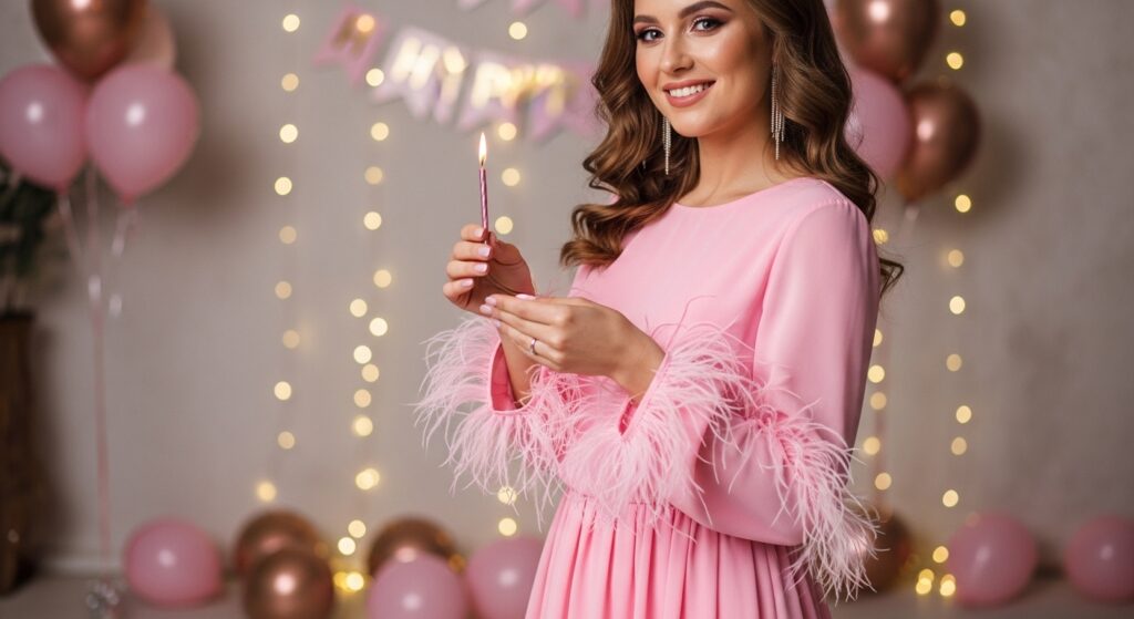 Feather-Trimmed Dress