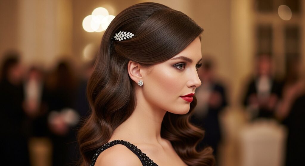 Half-Up, Half-Down Glam Waves

