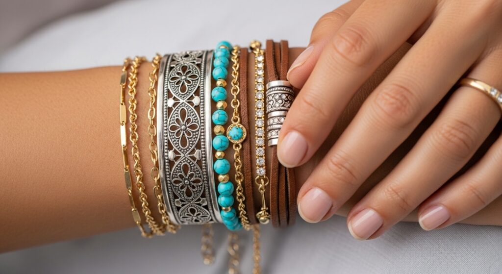 layered bracelets
