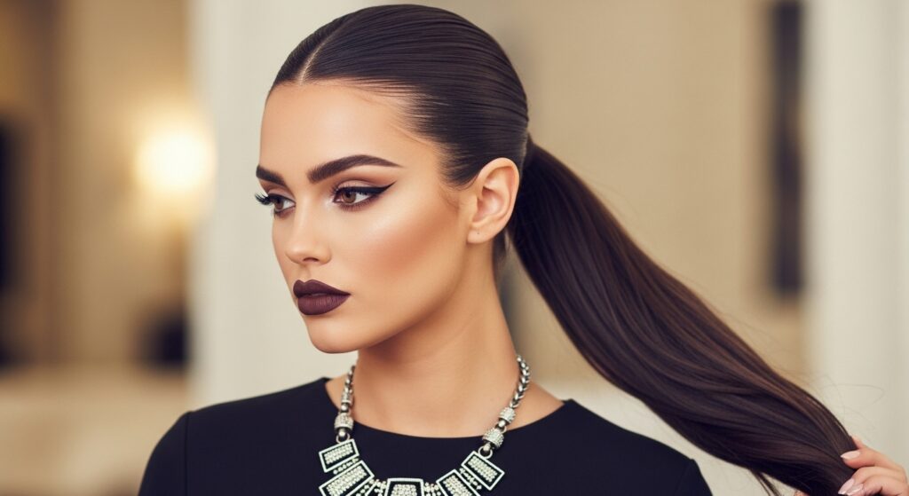 Low Ponytail with Center Part