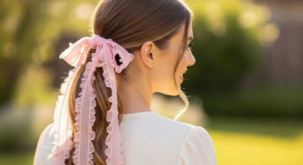 Low Ponytail with Ribbon