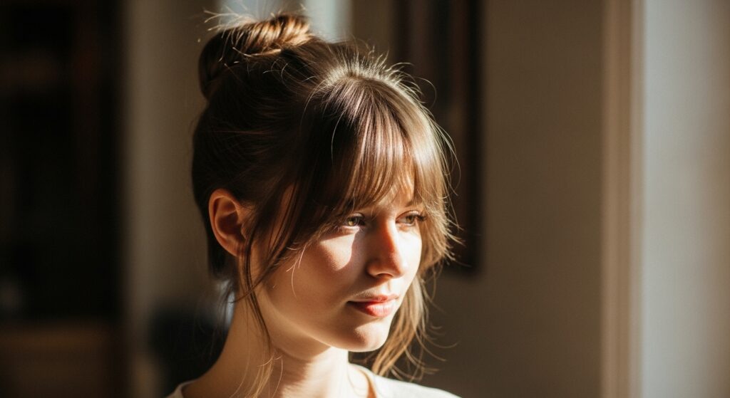 Wispy Bangs with Bun