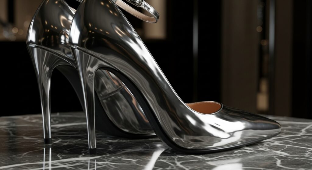 matellic heels