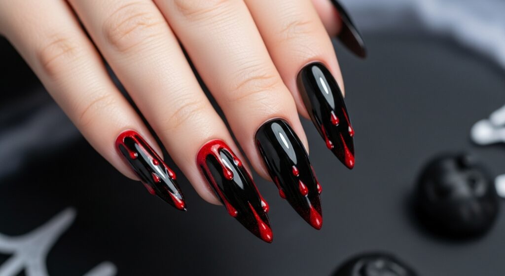 Blood Drip Halloween Nails
