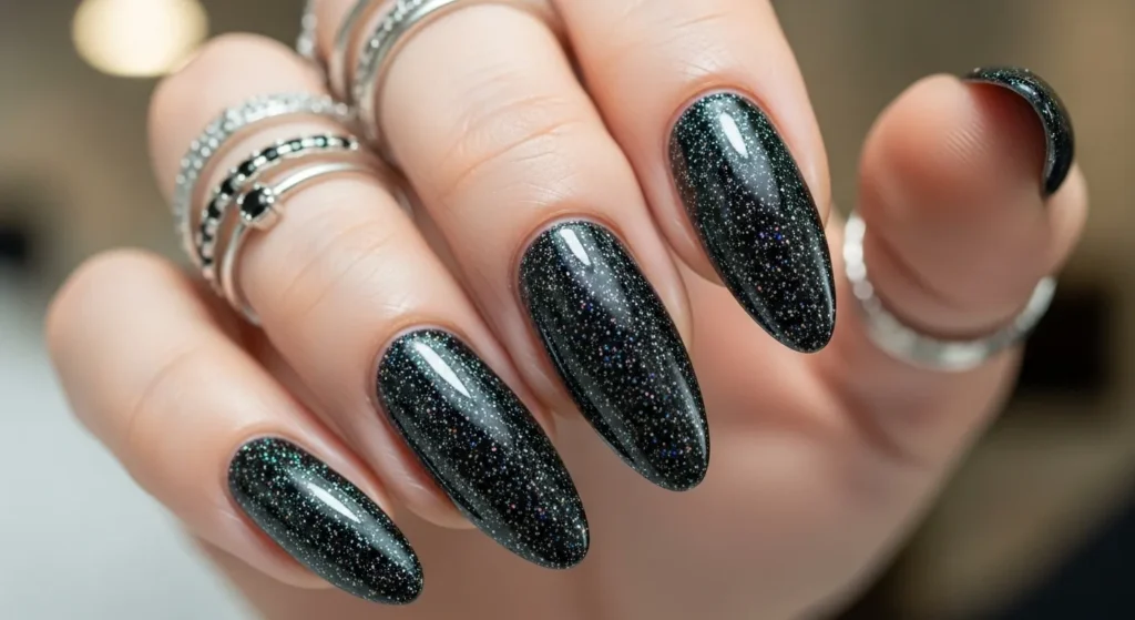 Black glitter nails