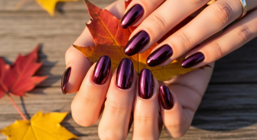 Burgundy Chrome Nails