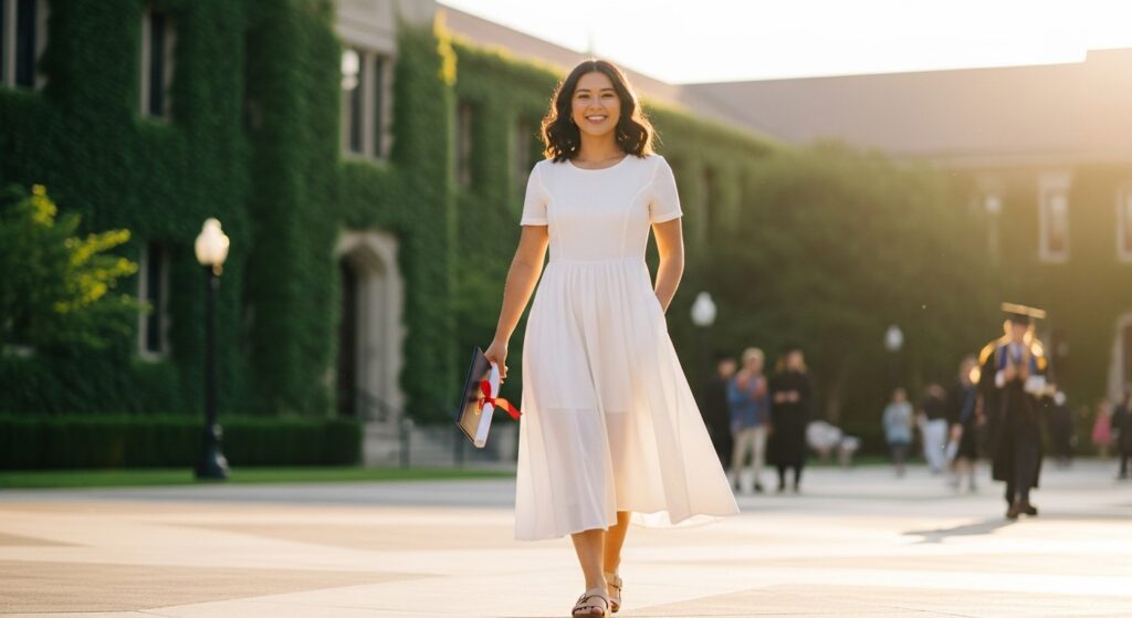 Casual White Graduation Dress 