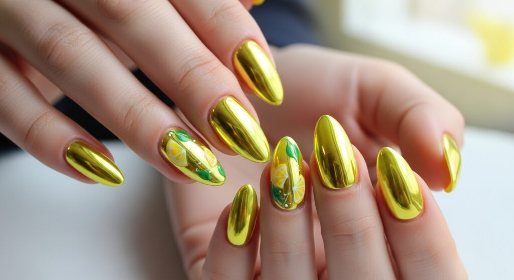 Chrome Lemon Nails