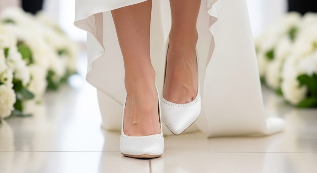 Classic White Satin Bridal Heels