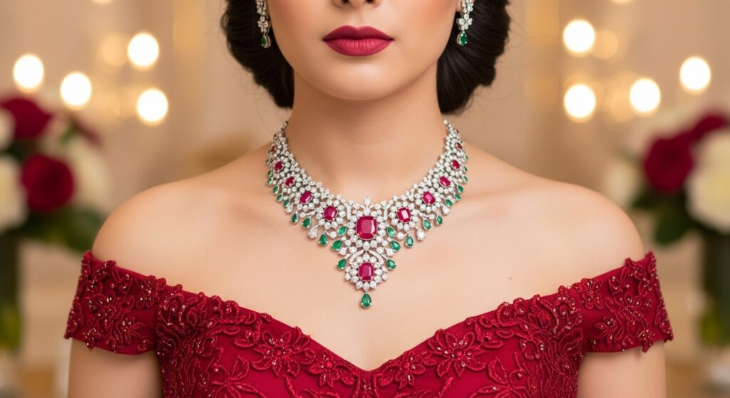 Collar Necklace with Gemstones