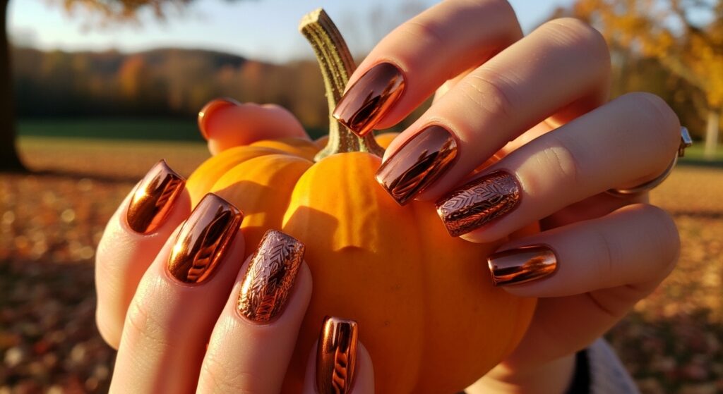 Copper Chrome Nails