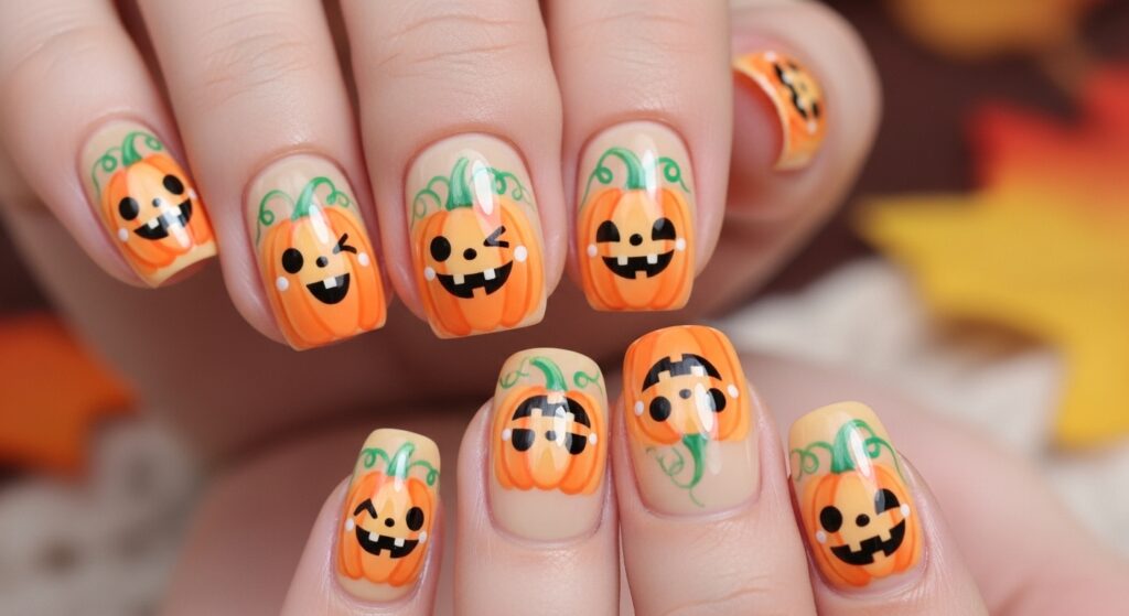 Cute Pumpkin Nails