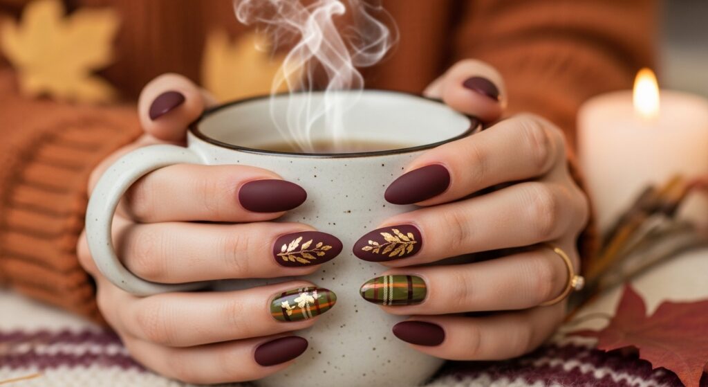 Deep Burgundy Nails