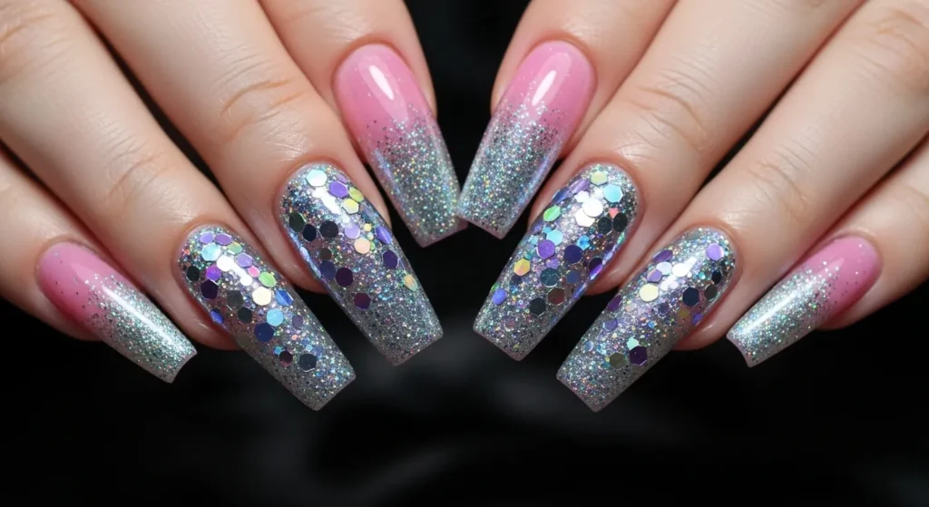 glitter nails acrylic