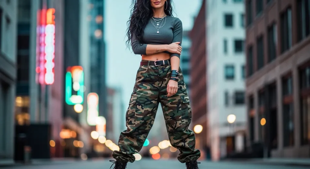 Effortlessly Edgy with Baggy Camo Pants