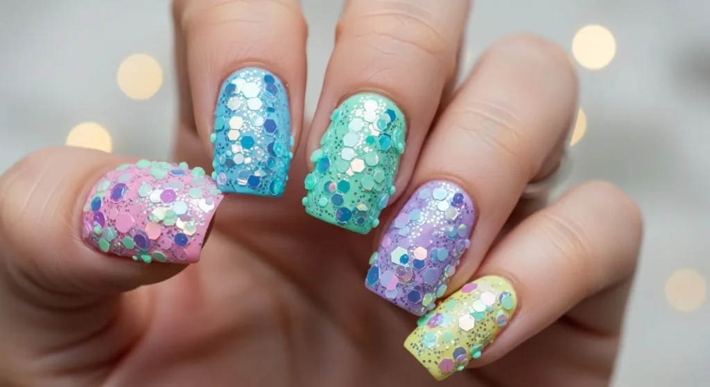 Fun Chunky Glitter Nails