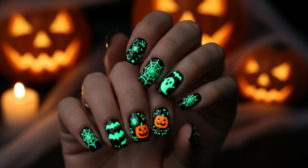 Glow-in-the-Dark Halloween Nails