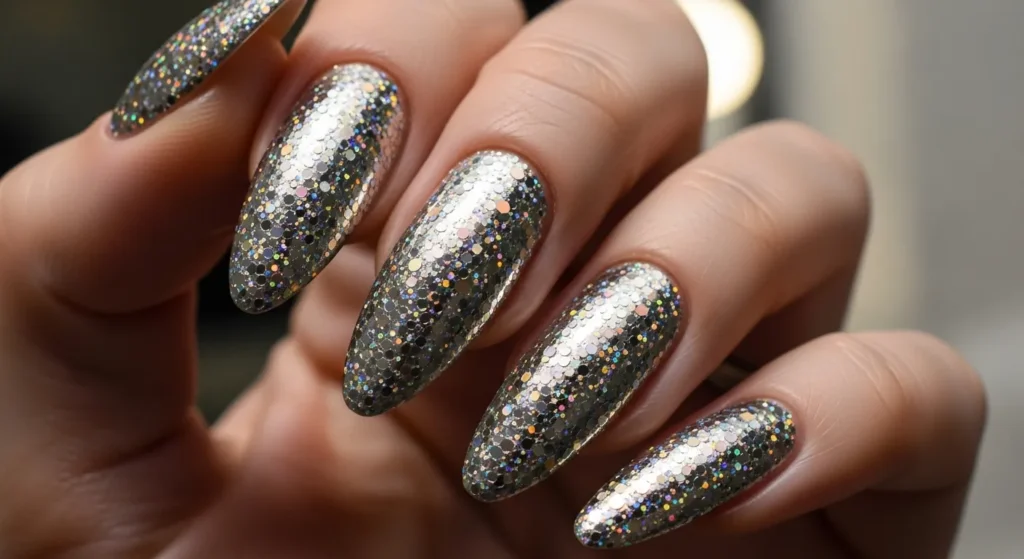 Metallic Glitter Nails