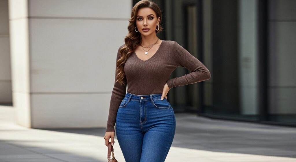 High-Waisted Jeans and a Fitted Top