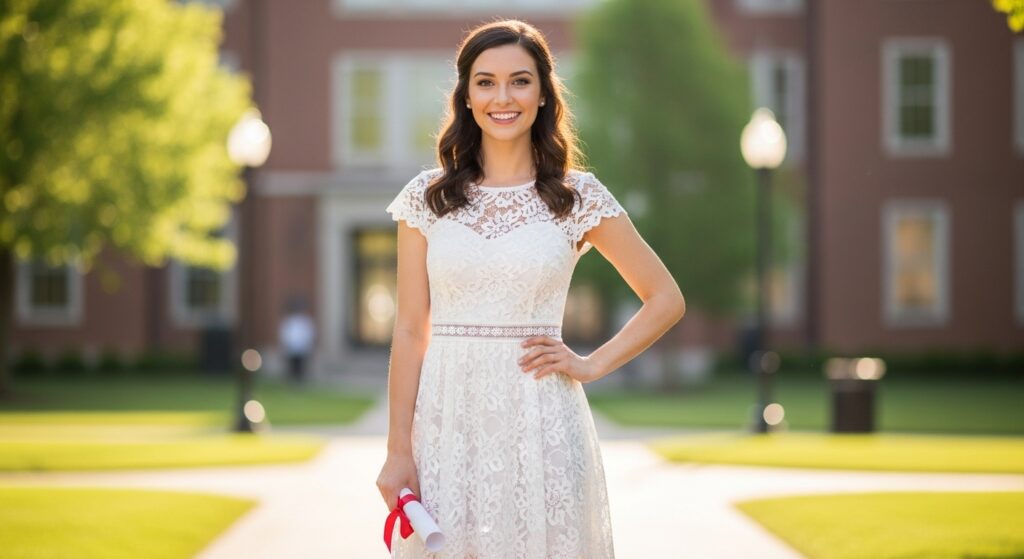 Lace White Graduation Dress