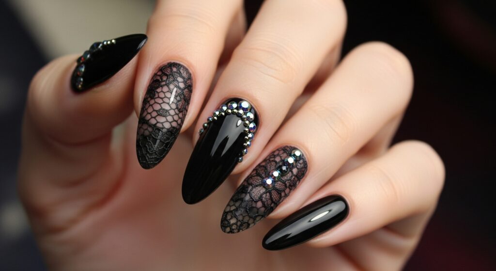 dark feminine nails