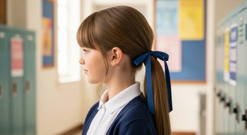 Low Ponytail with Ribbon