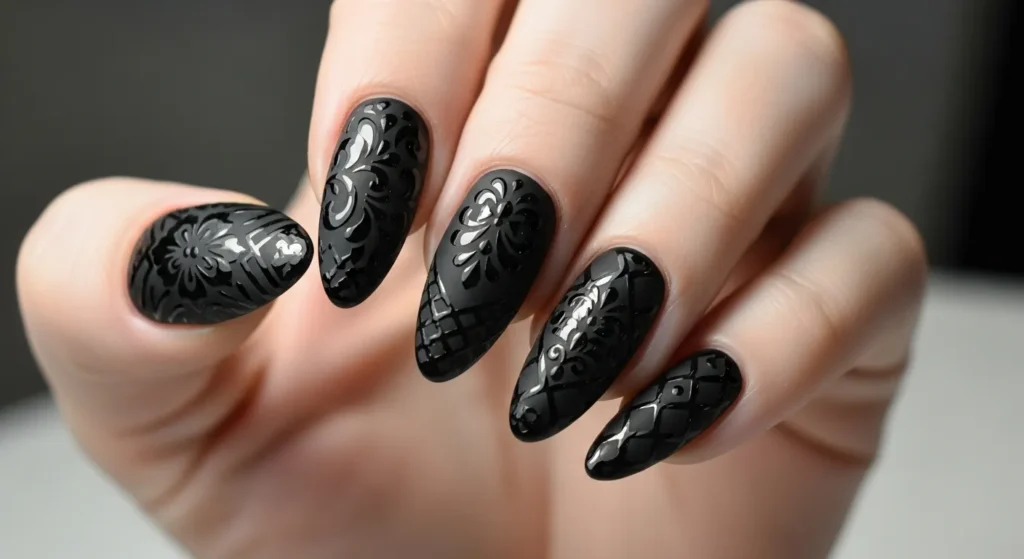 Matte Black with Glossy Patterns