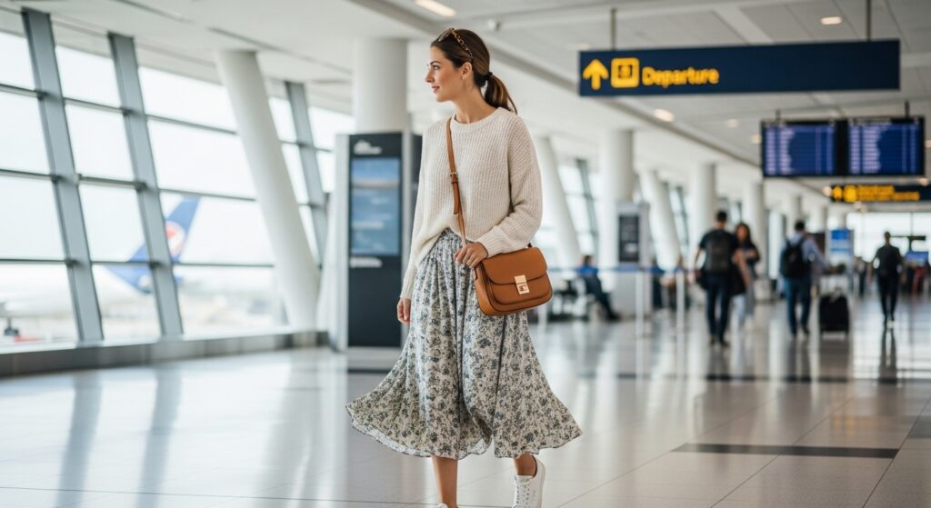 Midi Skirt with a Soft Sweater