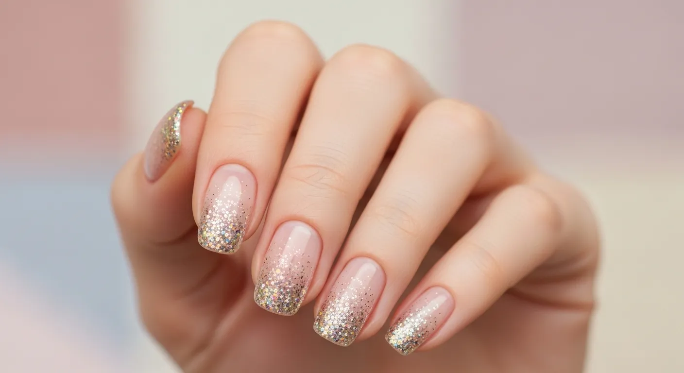 Nude glitter nail
