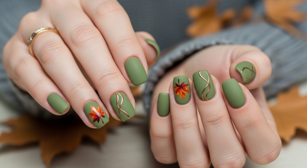 Muted Olive Nails