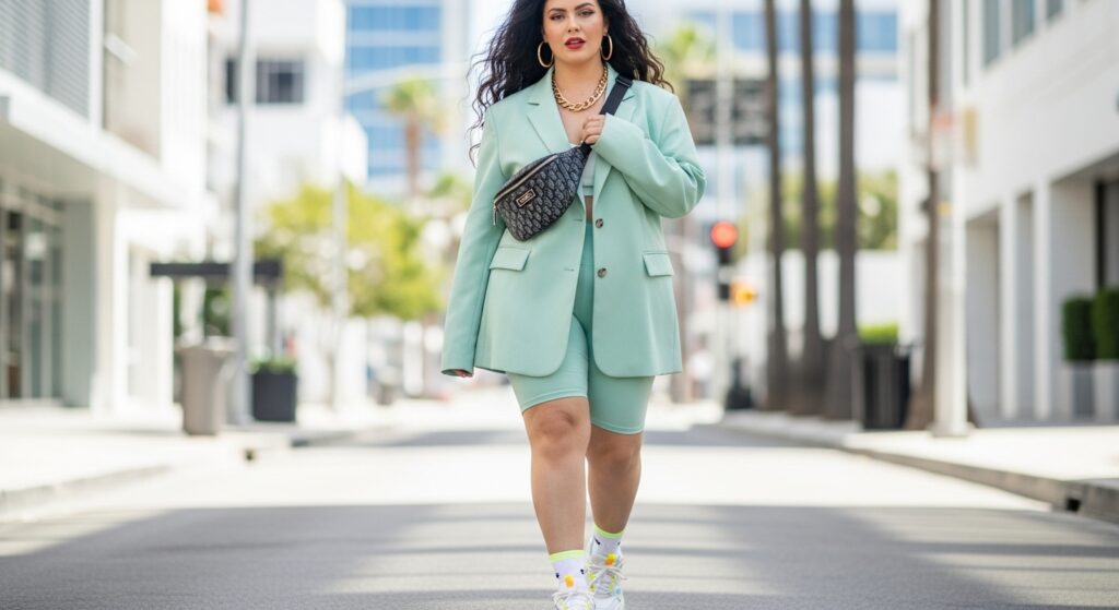 Oversized Blazers with Biker Shorts