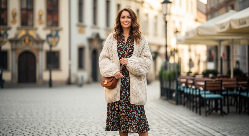 Oversized Cardigan + Midi Dress