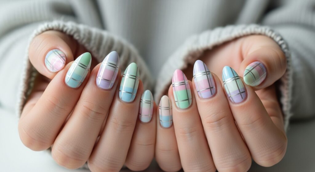 Pastel Plaid Nails