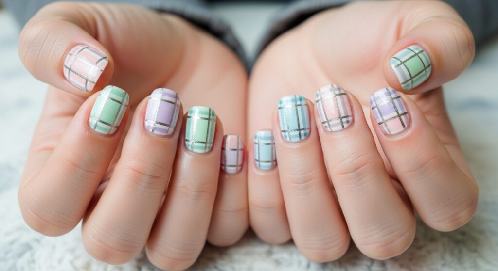 Pastel Plaid Nails