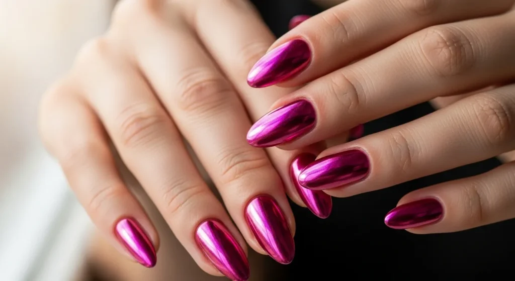 Pink Chrome Nails