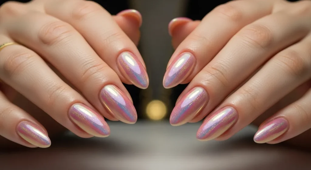 Pink Pearlescent Nails