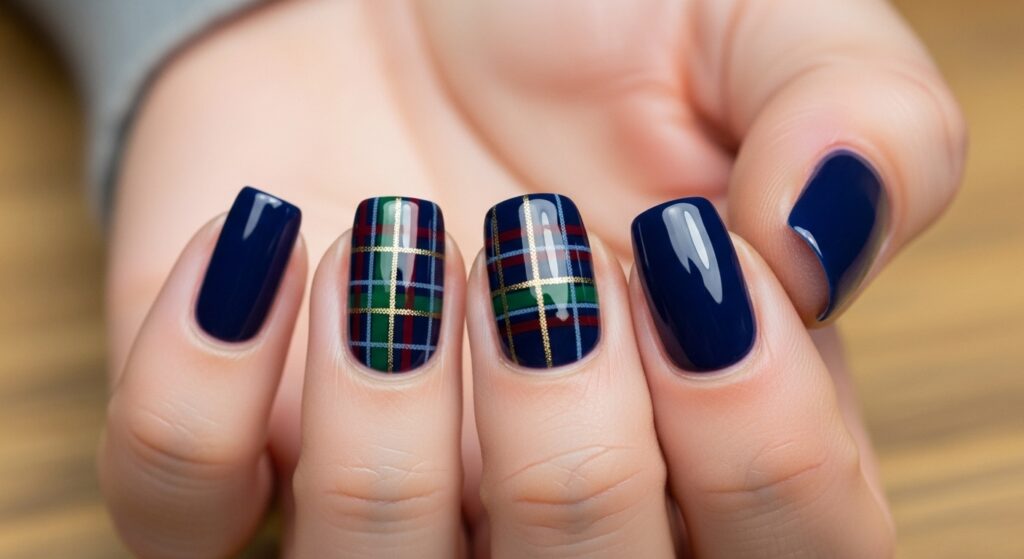 Plaid Accent Nails