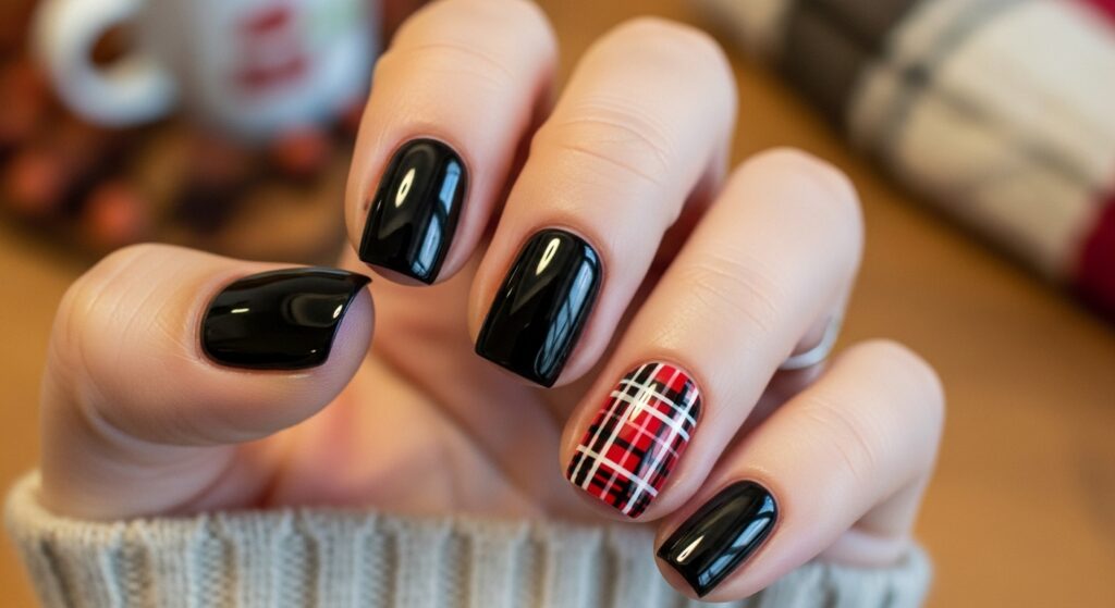 Plaid Accent Nails