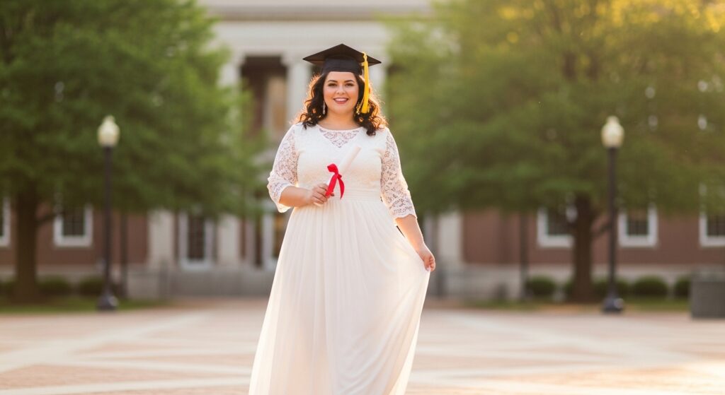 Plus Size White Graduation Dress