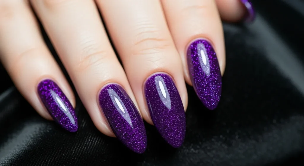 Purple glitter nails
