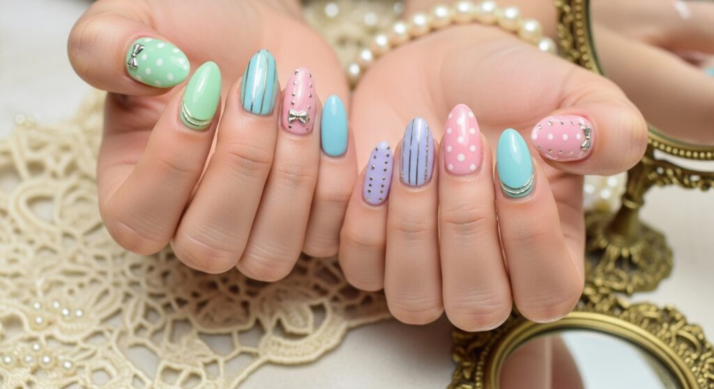 Retro Pastel Nails