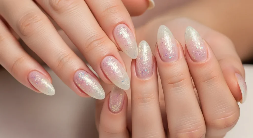 Sheer glitter nail