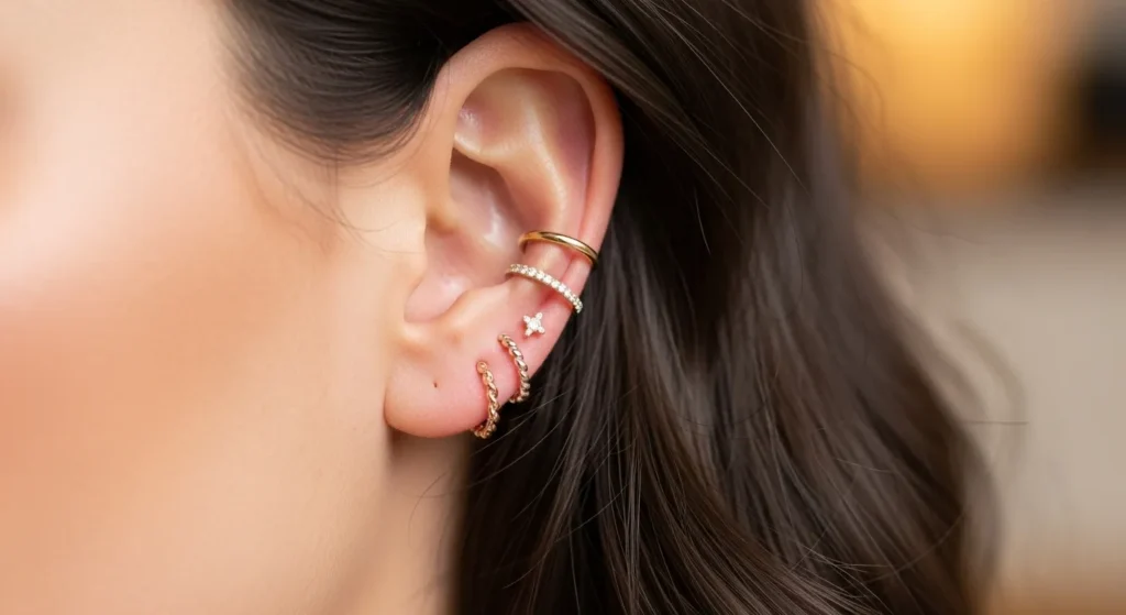 Stacked Forward Helix Earrings