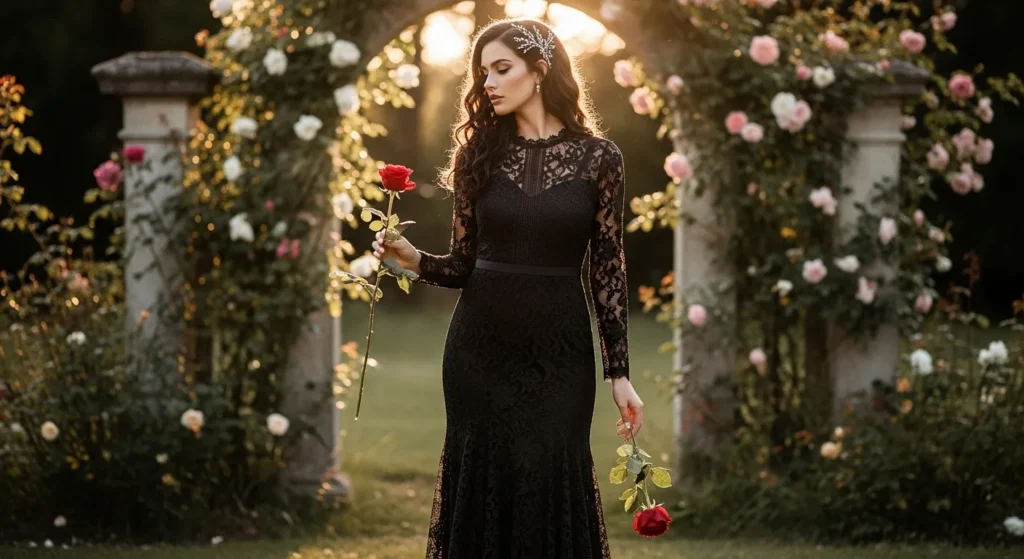 The Romantic Black Lace Maxi Dress