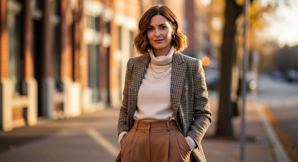 Turtleneck + Blazer + Trousers