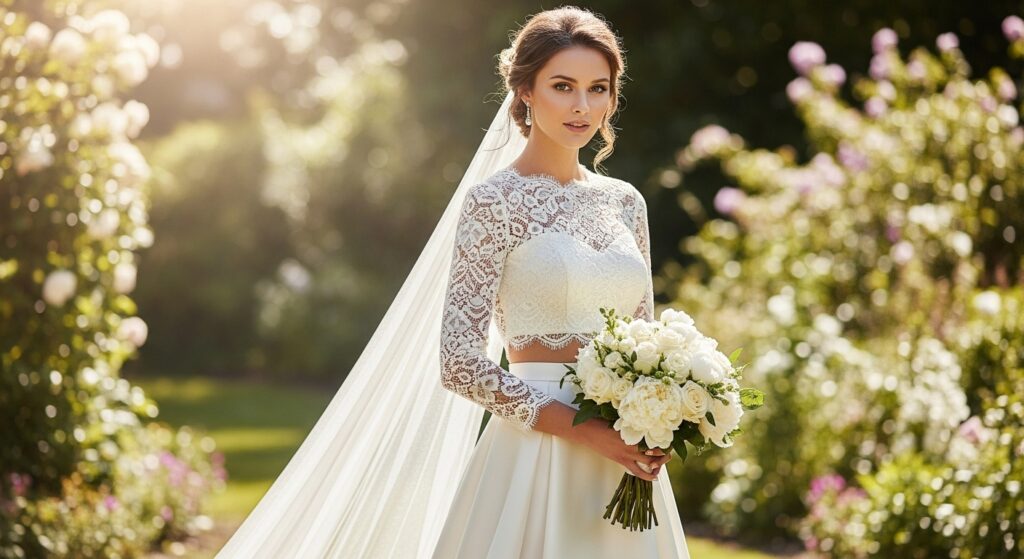 Two-Piece Drop Waist Bridal Set