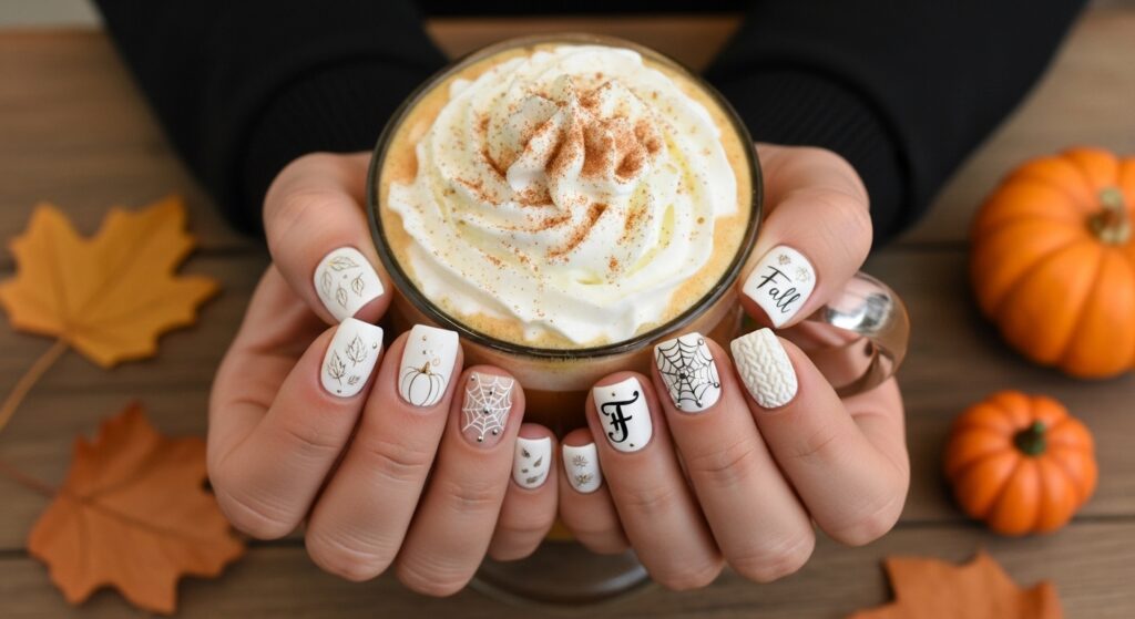 white fall nail designs