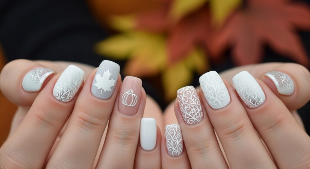 White fall nail designs